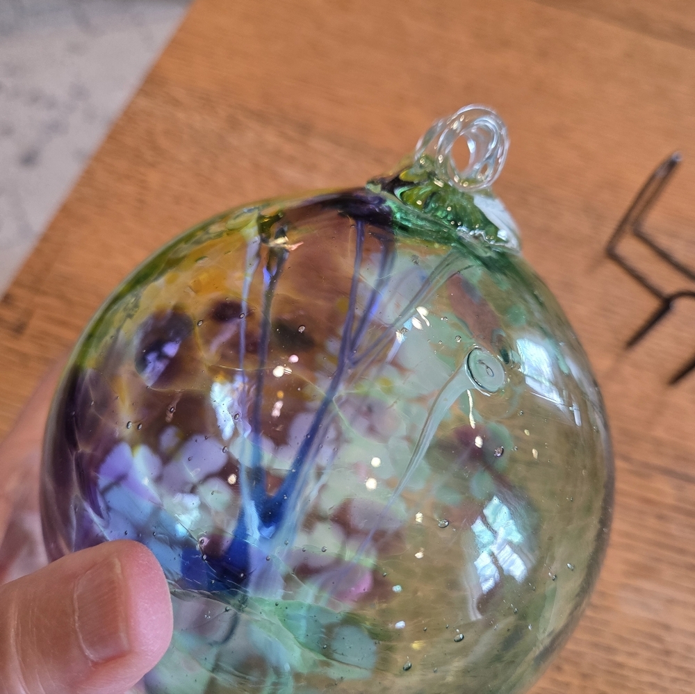 Kitras Hand Blown Art Glass Tree Of Life Enchantment 6" Large Orb Ball Ornament - Picture 6 of 12